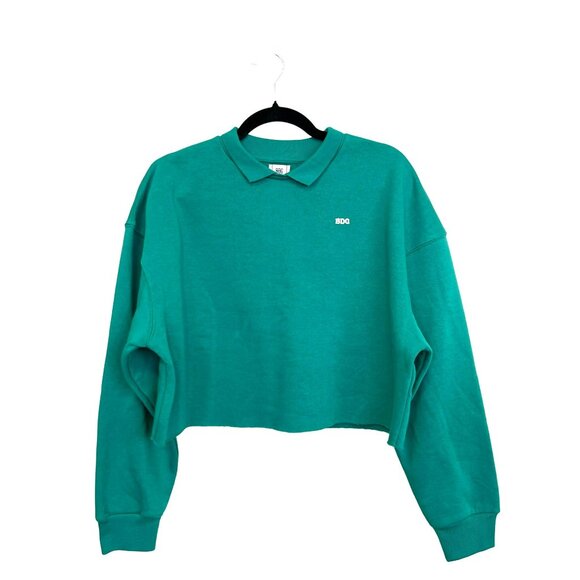 Urban Outfitters BDG Collared Green Cut Off Sweatshirt Top Sz Medium NEW - Picture 2 of 4